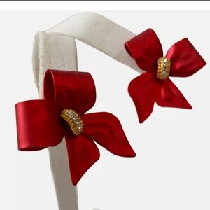 Vintage Signed Tona Bow Earrings